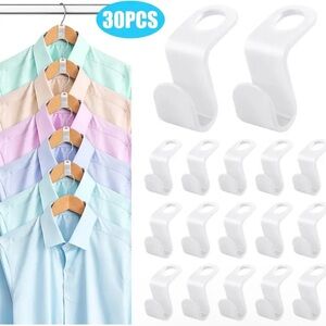 30PCS White Closet Hanger Hooks